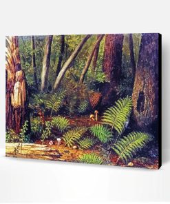 Ferns in Forest And Mushrooms Art Paint By Numbers
