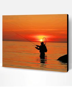 Fishing At Sunset In Water Paint By Number