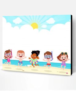 Happy Kids Playing Beach Paint By Number
