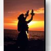 Hula Dancer Silhouette At Sunset Paint By Number