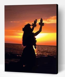 Hula Dancer Silhouette At Sunset Paint By Number