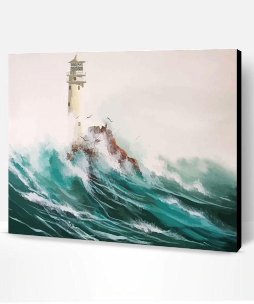 Lighthouse Crashing Waves Art Paint By Number