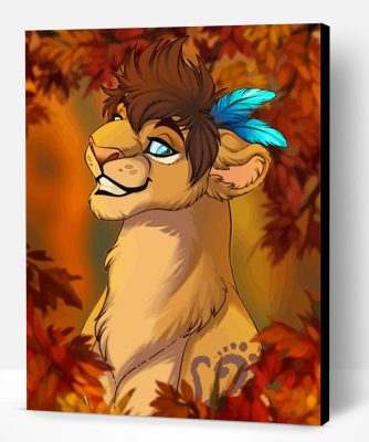 Lion In Leaves Cartoon Paint By Number