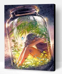 Lonely Woman in Bottle Art Paint By Numbers