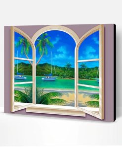 Paradise Window Beach Paint By Numbers