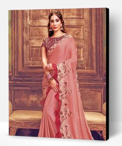 Pink Saree Paint By Number