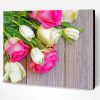 Pink And White Roses On Wood Paint By Number