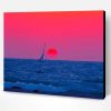 Pink Sunset With Boat Paint By Number