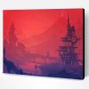 Red Steampunk Landscape Building Paint By Numbers
