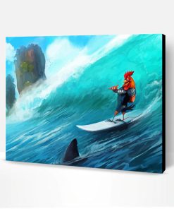 Rooster Surfing By Shark Paint By Number