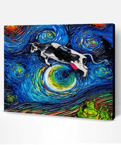 Starry Night Cow Jumping Over The Moon Paint By Number