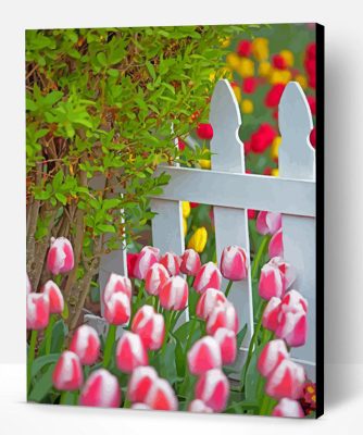 Tulips By White Picket Fence Paint By Numbers