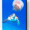 Turtle And Jellyfish in The Blue Sea Paint By Numbers