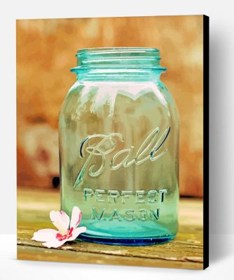 Vintage Blue Mason Jar Paint By Number