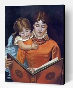 Vintage Mother Reading To Her Daughter Paint By Number