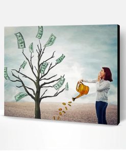 Watering Money Tree Paint By Numbers