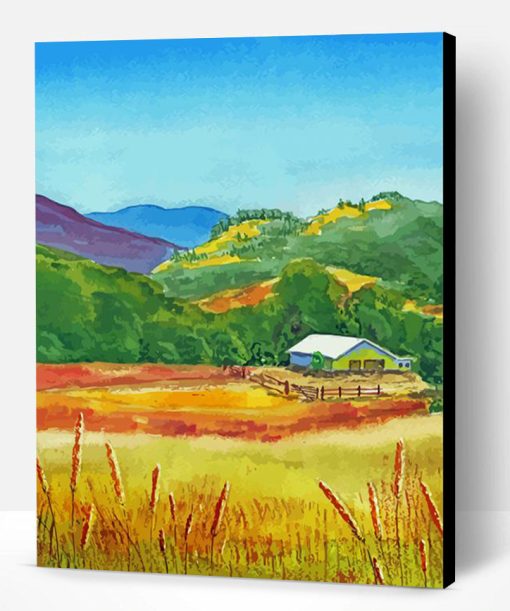 White Barns On The Farm Art Paint By Number