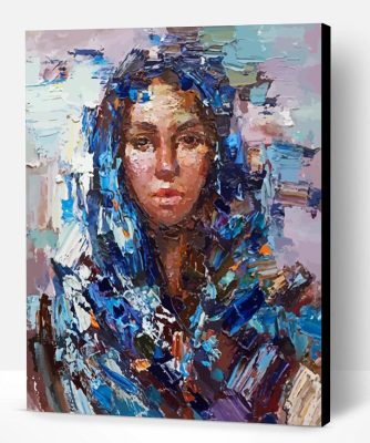 Woman With Blue Scarf Art Paint By Number