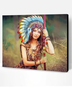 Women Native American With Feathers Paint By Number