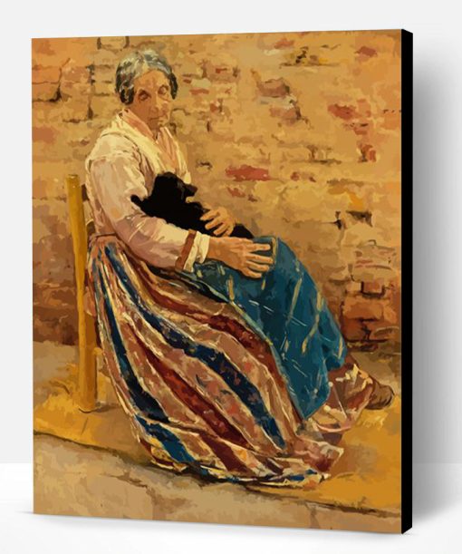 An Old Woman With Cat By Max Liebermann Paint By Number