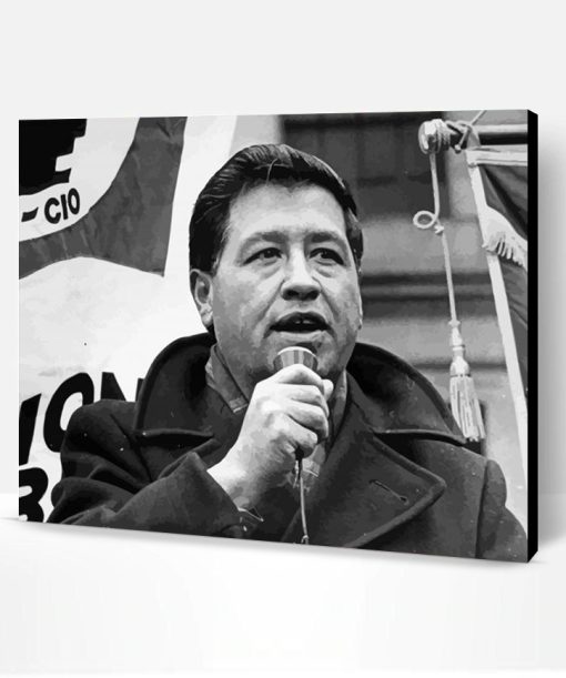 Black And White Cesar Chavez Paint By Number