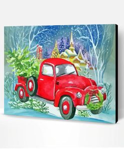 Christmas Red Truck Paint By Number