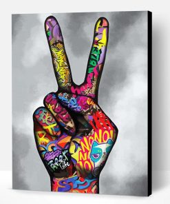 Colorful Peace Sign Hands Paint By Number