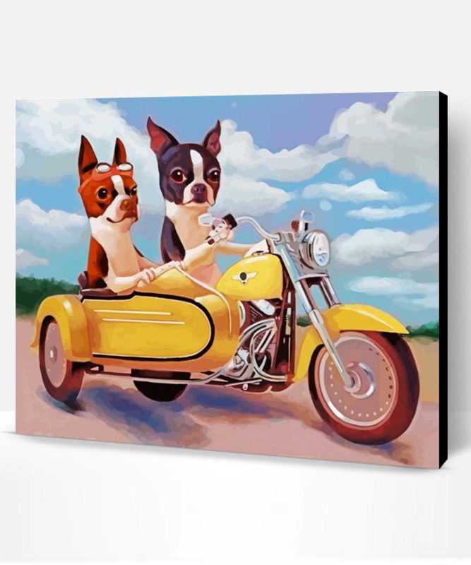 Dogs Riding Motorcycle Paint By Number