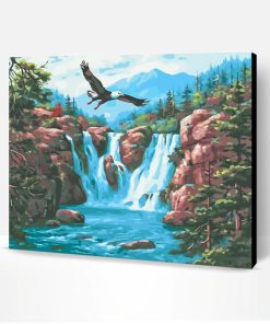 Eagle Over Waterfall Art Paint By Number