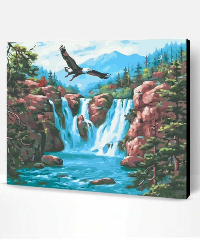 Eagle Over Waterfall Art Paint By Number