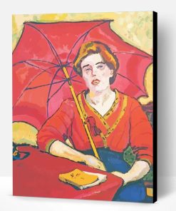Girl In Red With A Parasol Max Pechstein Paint By Number