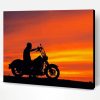 Harley Driving Into Sunset Paint By Number