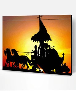 Horse And Carriage Silhouette Paint By Number