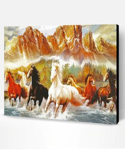 Horses Running Through The River Paint By Number