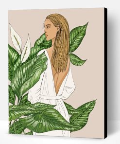 Illustration Blonde Woman With Plants Paint By Number