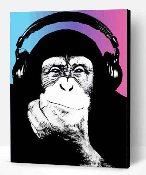 Monkey With Headphones Paint By Number