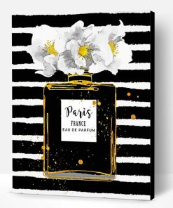 Perfume Bottle White Flower Paint By Number