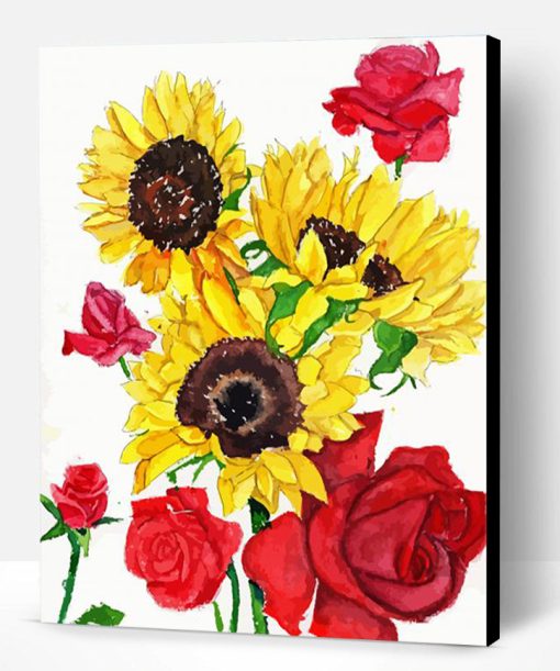 Roses And Sunflowers Paint By Number