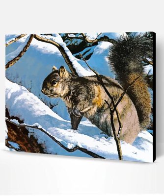 Winter Squirrel In The Forest Paint By Number