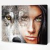 Wolf And Woman Faces Paint By Number