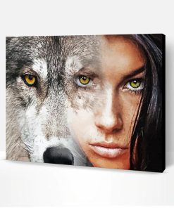 Wolf And Woman Faces Paint By Number