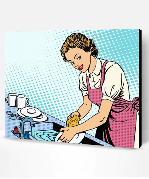 Woman Washing Dishes Pop Art Paint By Number