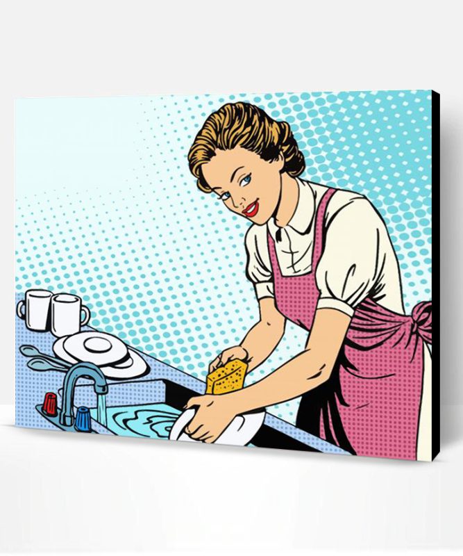 Woman Washing Dishes Pop Art Paint By Number