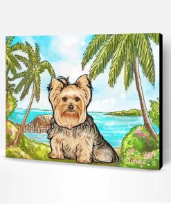 Yorkie On Beach Paint By Number