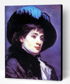 Young Lady Wearing A Hat With A Blue Feather By Marie Bashkirtseff Paint By Number