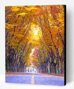 Aesthetic Tree Lined Autumn Road Paint By Number
