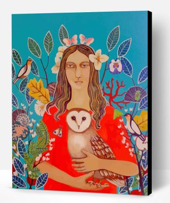 Aesthetic Woman With Owl Paint By Number