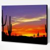 Aesthetic Cactus Sunset Illustration Paint By Number