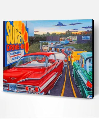 Beautiful Classic Cars In Drive Ins Paint By Number