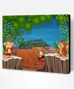 Cartoon Jungle Animal Gathering Paint By Number